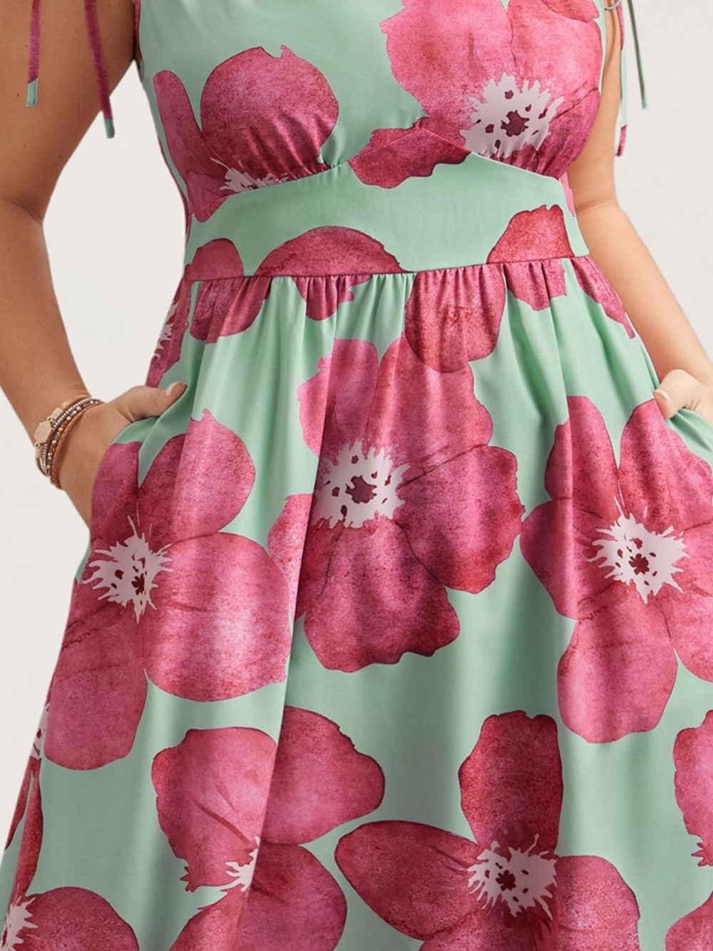 Floral Print V-Neck Tied Midi Dress (12)